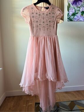 Beautees Girls Pink Embellished High-Low Ballgown Party Dress Size 8